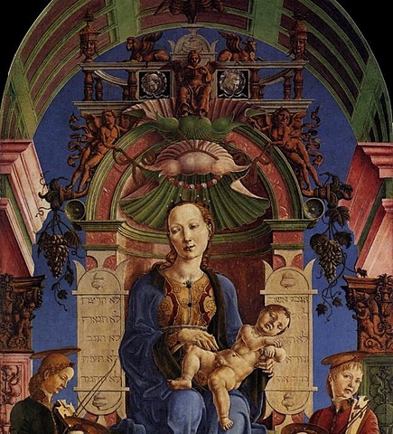 Vergine con il Bambino in trono, Tura (iniziata nel 1470)