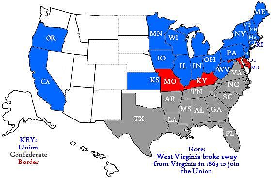 The Confederate States of America are formed