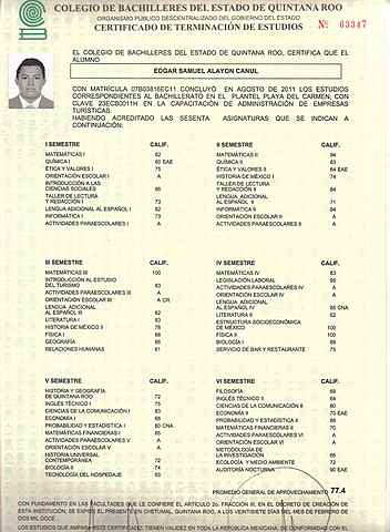 Certificado de Bachillerato