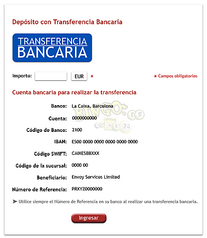 PAGAR MEDIANTE TRANSFERENCIA BANCARIA DIRECTA