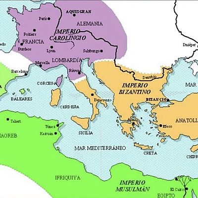 Timeline: Imperios medievales:  Los Carolingios, El Islam y El Imperio Bizantino