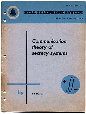 Shannon publicó "Communication theory of secrecy systems"