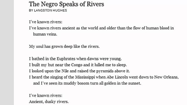 The Negro Speaks of Rivers” by Langston Hughes