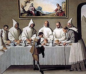 San Hugo en el refectorio de los Cartujos (Zurbarán - 1630)