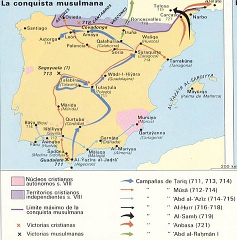 Los musulmanes conquistan la P. Ibérica