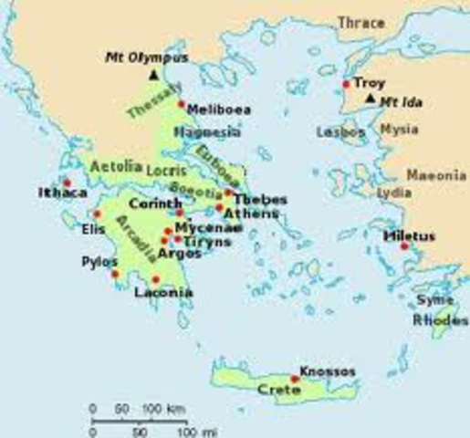 1400 bc Mycenaean’s in control of the Aegean World