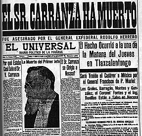 Asesinato de Venustiano Carranza.