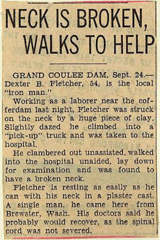 Grand Coulee dam. Accidents. General. 1935-09-25