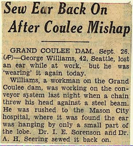 Grand Coulee dam. Accidents. General. 1935-09-26