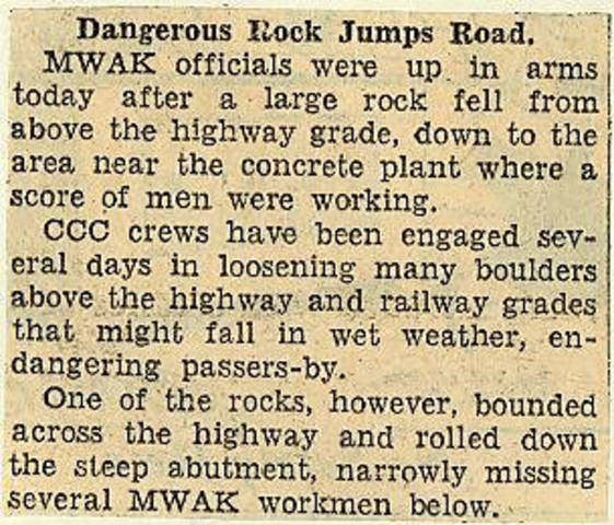 Grand Coulee dam. Accidents. General. 1935-11-23