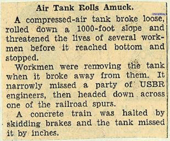 Grand Coulee dam. Accidents. General. 1936-02-27