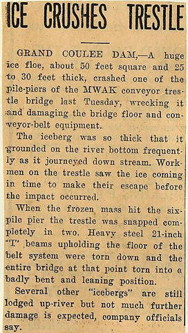 Grand Coulee dam. Accidents. General. 1936-03-13