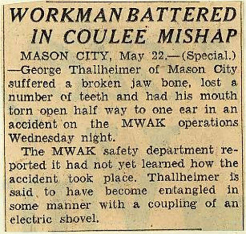 Grand Coulee dam. Accidents. General. 1936-05-22