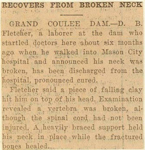 Grand Coulee dam. Accidents. General. 1936-05-29