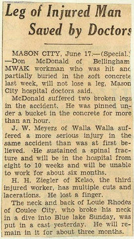 Grand Coulee dam. Accidents. General. 1936-06-17