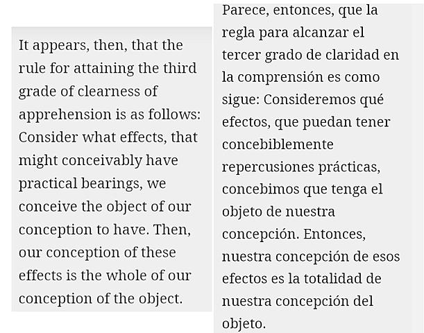 Declaración de Peirce original (teoría pragmática)