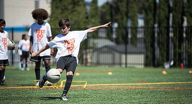 playing soccer for the first time