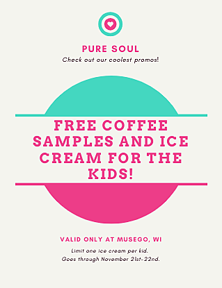 Join us for free samples of coffee and ice cream for the kids.