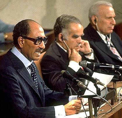 Anwar el Sadat vor Israels Parlament