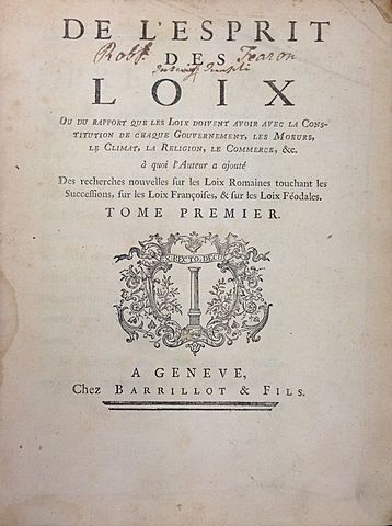 Publicación de la obra "El espíritu de las leyes"