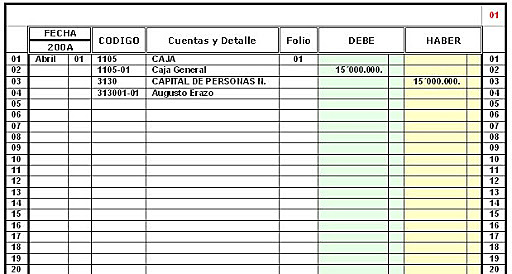 Creación del libro diario