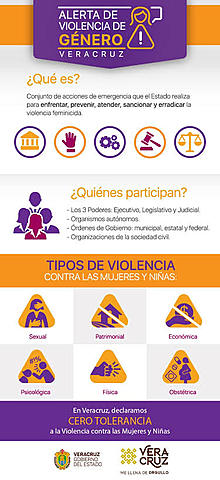 La Secretaría de Gobernación emite la Declaratoria de Alerta de Violencia de Género contra las mujeres, por la Violencia Feminicida, en el Estado de Veracruz, en 11 municipios.
