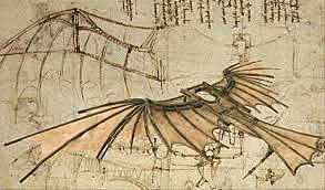 Leonardo da Vinci formula proyectos de aparatos de transporte por agua, tierra y aire, especialmente en reflejo de los estudios de los pájaros.