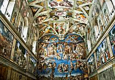 Michelangelo painted the ceiling of the Sistine Chapel.
