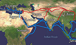Silk routes emerged connecting trade between the Mediterranean Basin and Asia.