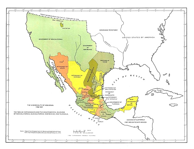 Se crean las doce intendencias en Nueva España