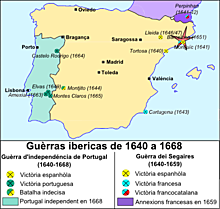 1ª Guerra contra Francia. Paz de Aquisgrán. Se reconoce la independencia de Portugal.