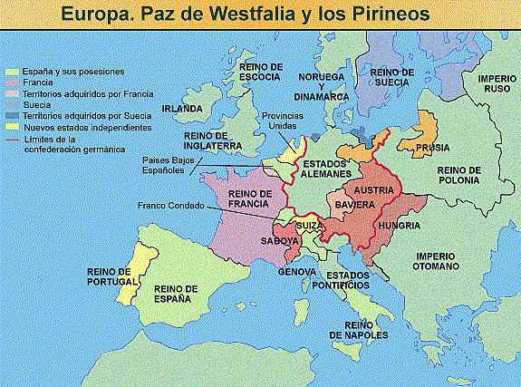 Se firma el Tratado de Westfalia, independencia de las Provincias Unidas de los Países Bajos. España conserva Flandes