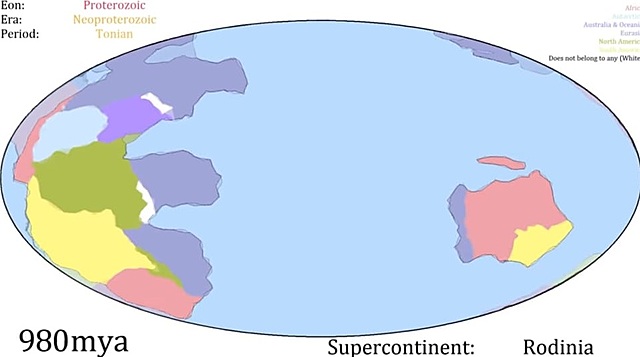 Supercontinente Rodinia ~1120 Ma~740 Ma