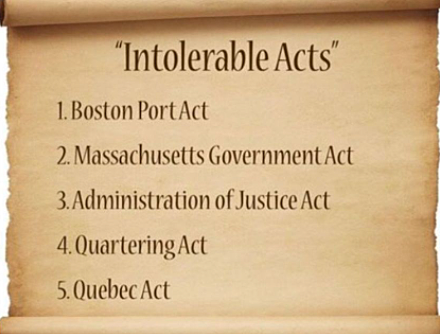Cause 8: Intolerable Acts (1774)