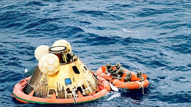 Neil Armstrong returns to earth.