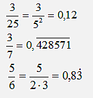 Véges és végtelen szakasos tizedes törtek