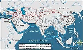 Silk routes emerged connecting trade between the Mediterranean Basin and Asia.