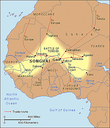 The Songhai Empire was established in Africa