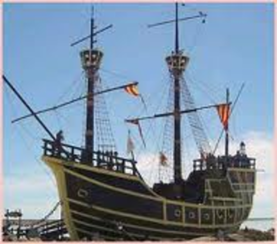 Barcos de Fernando de Magallanes se comunican mediante banderas.