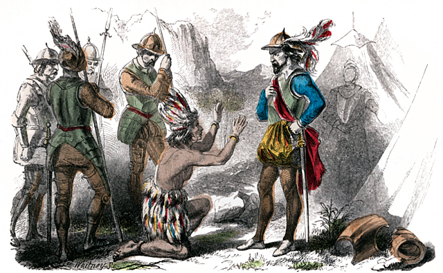 The Inca fall to the Spanish