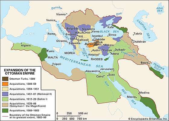 The Ottoman Empire spread to Africa, the Middle East and Southern Europe.