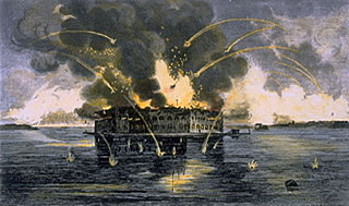 Confederate fire on fort Sumter