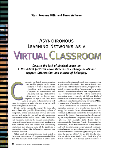 Asynchronous Learning Networks (ALN) Formed