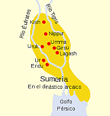El rey Uruk expulsa a los pueblos invasores del sur de sumeria