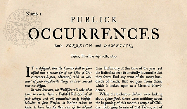 Газета "Public occurrences"