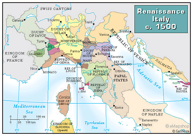 The Renaissance began in the Italian city-states and spread to Northern Europe.