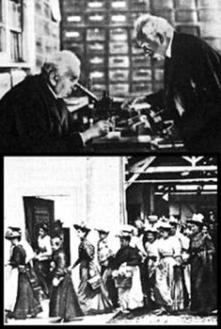 La inaguración de los primeros cines con la comedia de los hermanos Lumière públicamente la salida de obreros de una fábrica francesa en París.