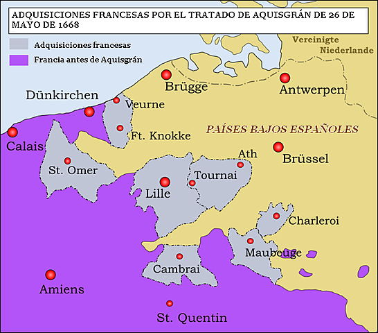 1ª Guerra contra Francia. Paz de Aquisgrán. Se reconoce la independencia de Portugal
