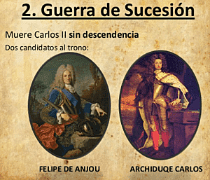 Muere Carlos II sin descendencia. Se inicia la guerra de Sucesión.