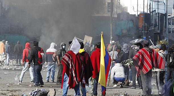 Protesta Indígena sobre las medidas económicas.
